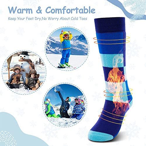 Lullaby Kids Snow Ski Socks Full Terry Warm Skiing Socks Toddler Snow Socks Boys Thermal Socks Boys Ski Socks Snow Socks, 2 Pairs Diamond, 3-5 Years #TOP1