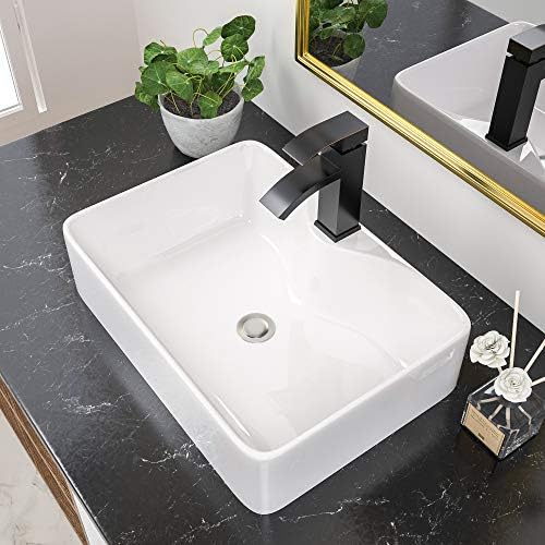 Rectangular Vessel Sink - Beslend 19”x15” White Modern Ceramic Porcelain Above Counter Bathroom Sink Art Basin With Faucet Hole