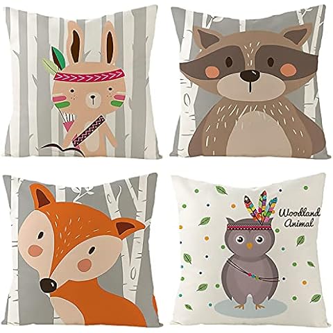 DORBOKER Fundas de Cojín de Animales de Dibujos Animados Coloridos Cover