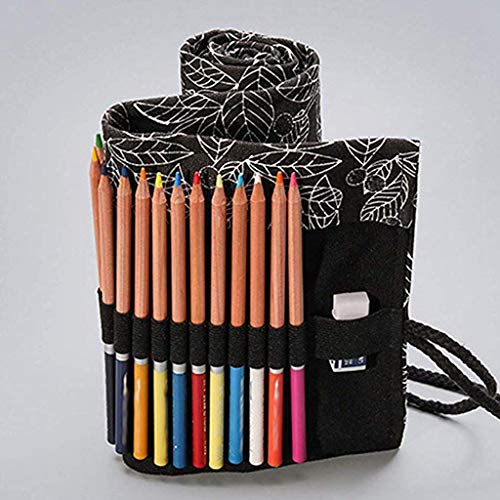 Image of Colored Pencil Case for Men 24 Slots Set Carrying Case Organizer Travel Case Roll Up Canvas Pencil Wrap