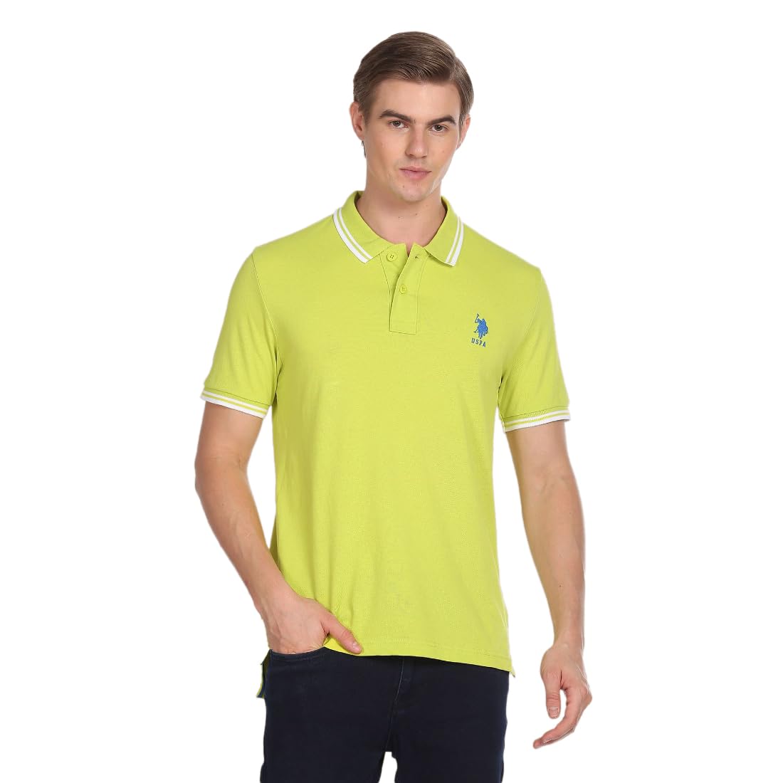 Men's Tipped Collar Pure Cotton Slim Fit Polo Shirt