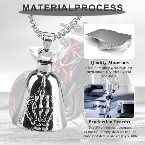 Image of vvag Motorcycle Bell Durable Guardian Angel Bell Hanger Biker Bell with Keychain Ring Motorcycle Accessories for Women