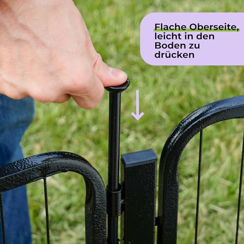 SunsGrove 6-teilig Welpenauslauf 80cm Hoch, Schwerlast Hundestall für drinnen mit 1 Türen, Anti-Rost Hundezaun, Automatische Verriegelung, Pet Playpen for Yard RV Camping, Schwarz