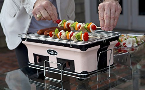 Fire Sense 60450 Yakatori Internal Grates Charcoal Chrome Cooking Grill Japanese Table Bbq Handmade Using Clay Adjustable Ventilation For Outdoor Barbecues Camping Traveling - Large - Tan #TOP3