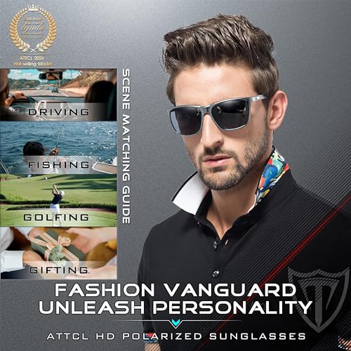 ATTCL Bundle Men's Retro Metal Frame Driving Polarized Sunglasses For Men/Women:(8587-gray-gray)+(8587-yeshi)3