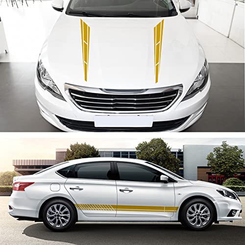 Qianbao 6Pcs Car Side Sticker Rear View Mirror Stickers Auto Hood Sticker Body Racing Sports Decals Set Stripe Graphics Body Sports Decoration Decals Gold #TOP5