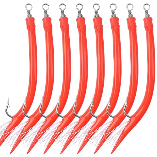 Striped Bass Tube Lures, Trolling Tube Fishing Lures Saltwater Cod Rig Tube Teasers with Stanless Steel J Hooks Swivel for Offshore Trolling Striper Bass Cod Big Game Fishing