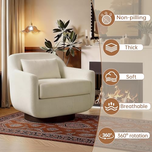 Sillón Barrel Giratorio Chenille Beige miniatura 6