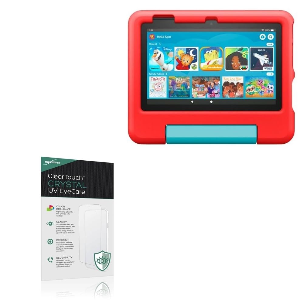 BoxWave Screen Protector Compatible With Amazon Fire 7 Kids (12th Gen 2022) - ClearTouch Crystal Anti-UV EyeCare (2-Pack), Filters out Harmful Blue Light Reduce Fatigue