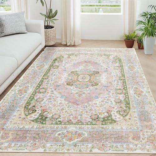 Castage 5x7 Area Rugs Washable,Pink Rug for Living Room Bedroom