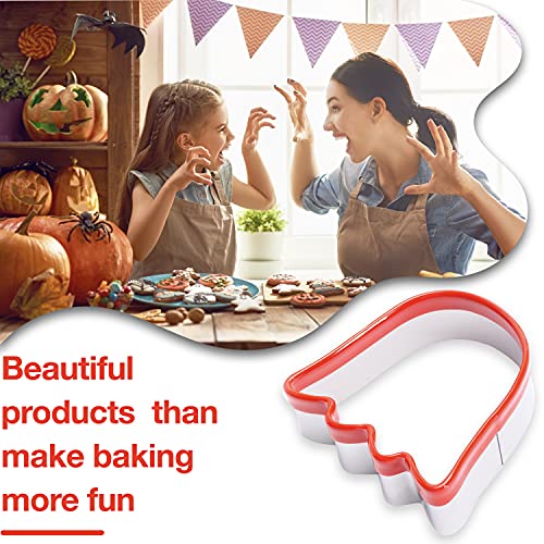 Cookieque 2-Piece Halloween Ghost Cookie Cutter, Food-Grade Stainless Steel Sandwich Cutters, Biscuit Cutter Set, Holiday Cookie Cutters, Unique Design With Protective Red Top Pvc #TOP1