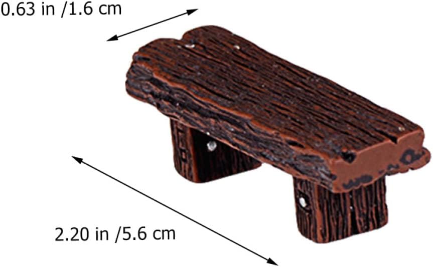 6pcs Mini Resin Wood Stools for Micro Landscape Crafts Imitated Wood Design Decorative Ornaments for Home Decor for Fairy Gardens and DIY Projects