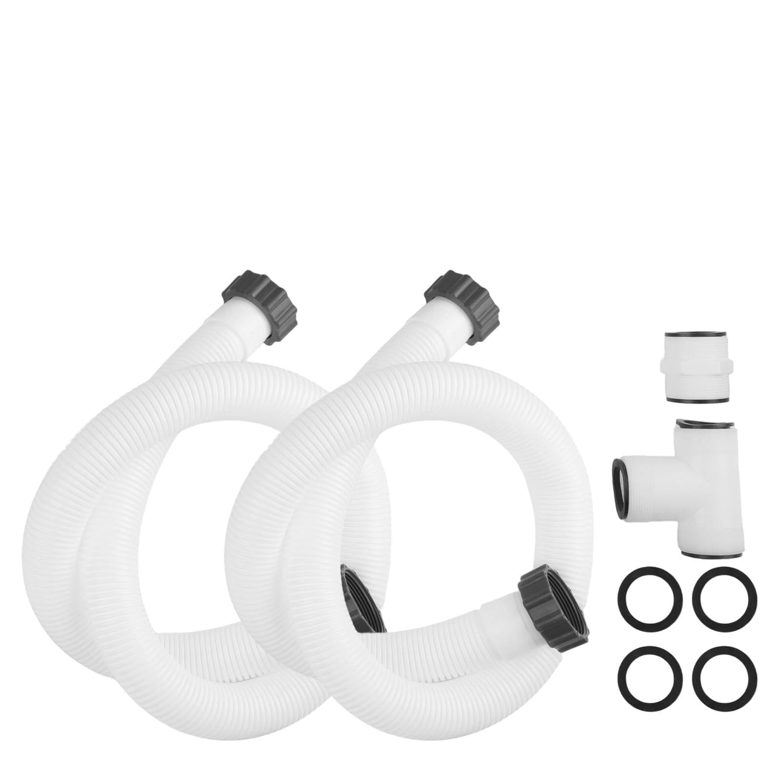 FUBESK Kit adattatore per pompa filtro piscina per Intex e per piscine fuori terra Coleman, tubi di ricambio da 15 pollici con splitter a T e guarnizioni, set di tubi flessibili da 150 pollici