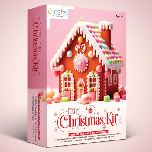 Creste DIY Christmas Kit for Kids | Art and Craft Activity Kit | Includes DIY Gingerbread House, Christmas Tree Decoration, Snow Making, Santaclaus Decoration, and 3 Other Fun Activity | Festive Gifts for Kids Ages 4+