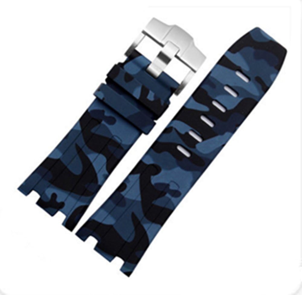 28mm Rubber Watch Strap Band OEM Style for AP100 Audemars Piguet Royal Oak Offshore Multi Camo Color (Camo Blue)