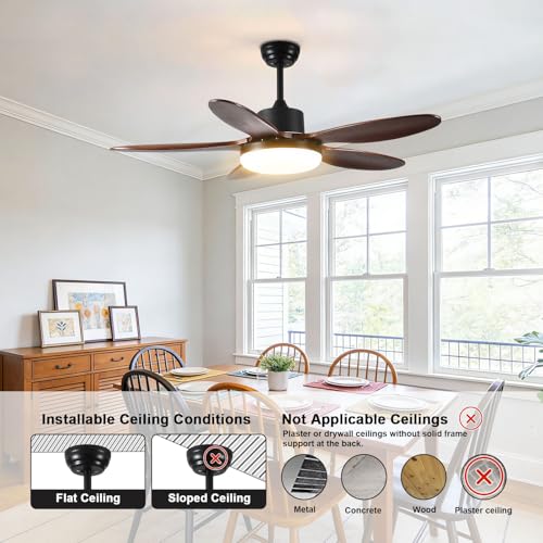 Ventilateur de plafond moderne avec éclairage connecté télécommande et voix
