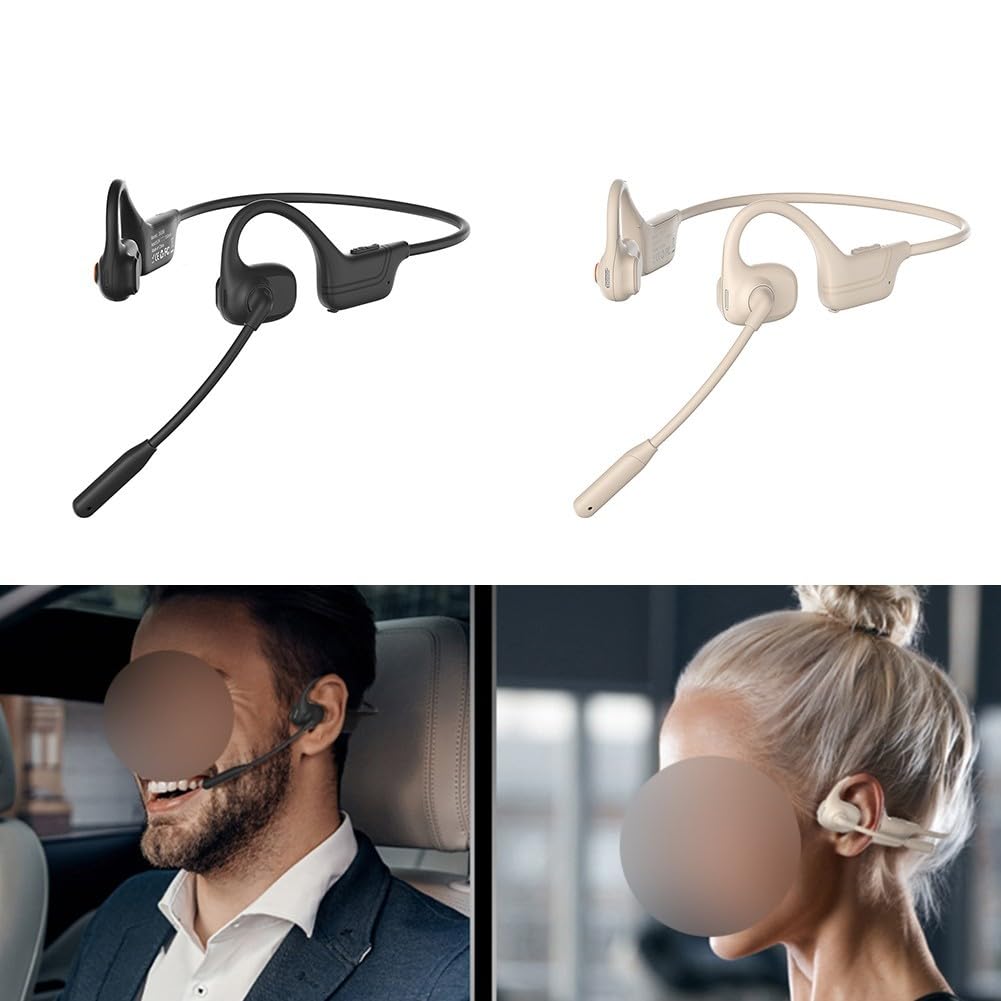 Casque à oreilles ouvertes avec micro pour course à pied, cyclisme en toute sécurité (noir)