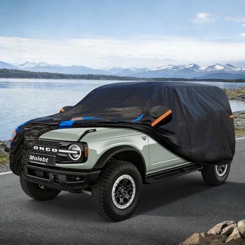 Image of Custom Fit Car Cover for Ford Bronco Sport /Bronco 2 Door 2Dr, Upgraded Waterproof All Weather Outdoor Auto Cover with Driver Door Zipper & Mirror Pockets, UV /Snow /Dust Protection