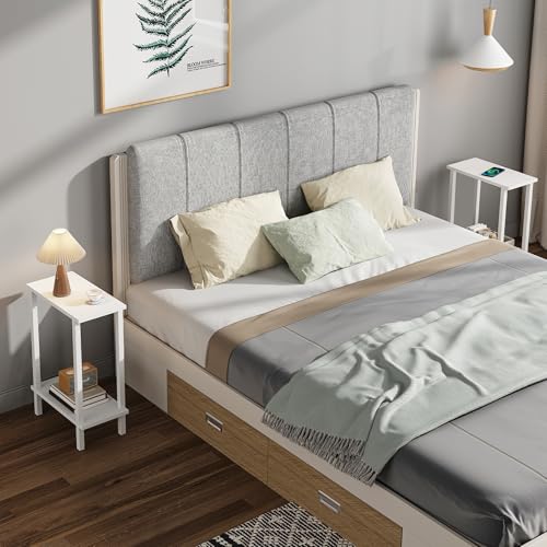 Mesa de sofá delgada blanca para salones modernos, mesita de noche minimalista TUTOTAK 6