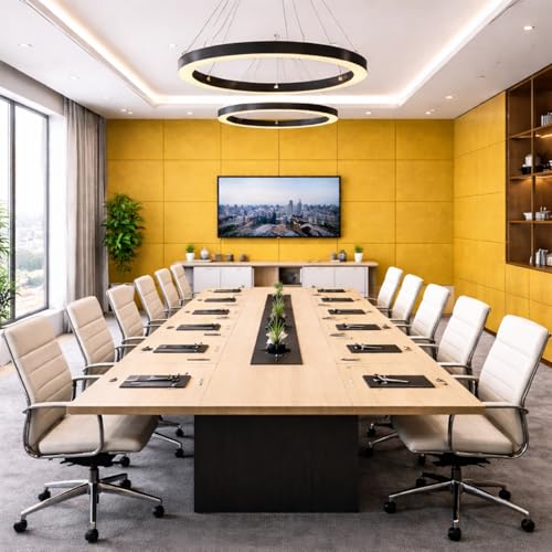 Image of MMT Acoustix Premium Felt Acoustic Panels for Offices, Bedrooms & Studios Sustainable PET Felt Panels for Echo Reduction & Sound Absorption 4x2 Ft, 9mm Thick Mustard - Pack of 4