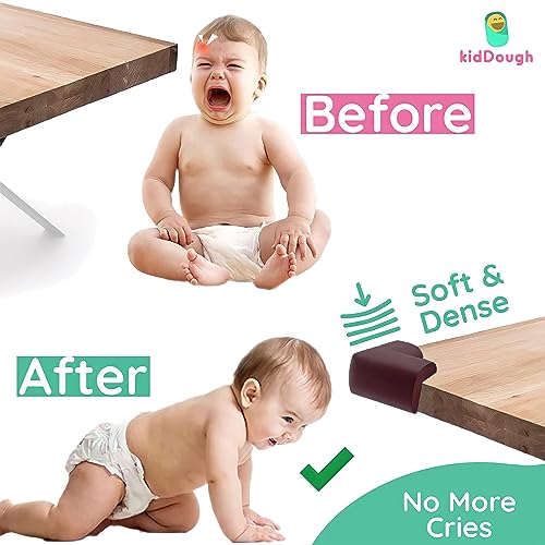 Image of KidDough Baby Proofing Corner Guards, Corner Protector for Sharp Edges, Table Corner Protector for Baby Safety (L Shape Brown)