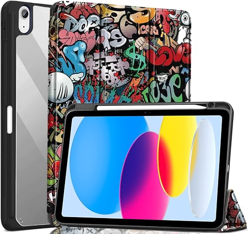 Image of ProElite Case Cover for Apple iPad (A16) 11th /10th Generation (2025 /2022), Transparent case Cover with Pencil Holder for iPad 11th /10th Gen 2025 /2022, Hippy
