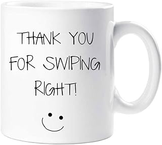 Thank You for Swiping Right Mug Boyfriend Husband Girlfriend WifeValentines Birthday Christmas Present
