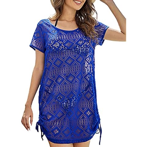 AS ROSE RICH Swimsuit Coverup for Women - Bathing Suit Cover Ups for Women - Beach Dresses for Women - Plus Size Cover Up Royal Blue XL Cover