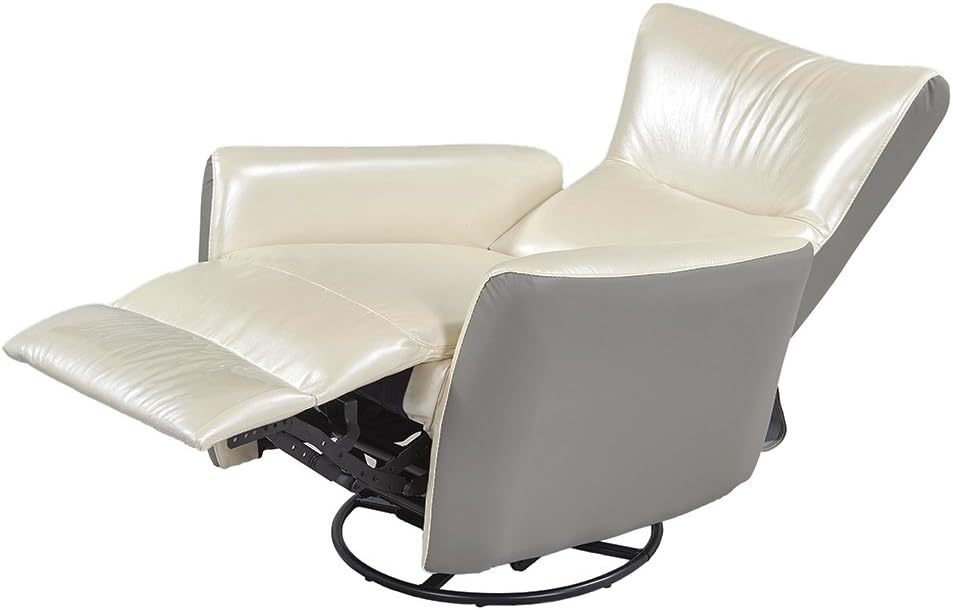 REMSOFT Swivel Nursery Rocker Glider Recliner Rocking Chair Beige Leather Sofa Seat Home Theater(Beige)