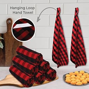   Urban-Villa-Buffalo-Checks-Kitchen-Towels-Set-of-6-RedBlack-20x30-Inches-100-Cotton-Highly-Absorbent-Premium-Quality-Ultra-Soft-Mitered-Corners
