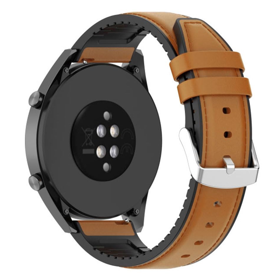 Image of AONES 20mm Watch Strap Leather Silicone Belt Compatible for Timex Analog Twhg03Smu26 Smartwatch Hook Band