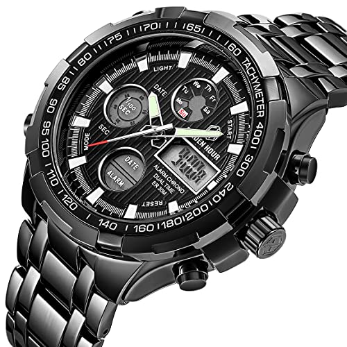 image for GOLDEN HOUR Luxury Stainless Steel Analog Digital Watches for Men Male
