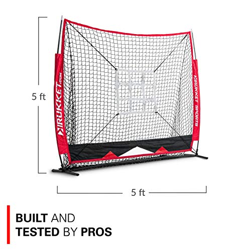 Rukket 5X5 Baseball & Softball Net | Practice Hitting, Pitching, Batting And Catching | Backstop Screen Equipment Training Aids | Strike Zone Target (5X5 Net + Target) #TOP1