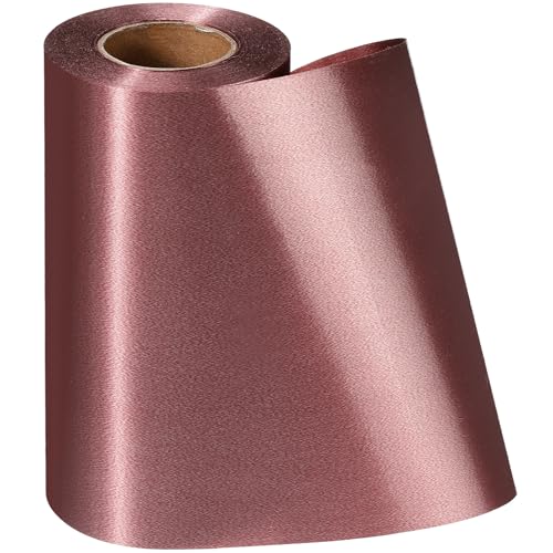 Syhood Brown Waterproof Satin Floral Ribbon for Crafts, 6 Inch X 30 Yards