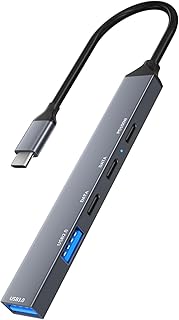 GRABLOOM 5Gbps USB Hub Multiport TypeC Adapter PD100W TypeC Docking Station Fast Data Transfer Aluminum Alloy 5 Ports USB C Hub 2xUSB 3xTypeC Docking Station USB Adapter Aluminum Alloy Case Fast Data