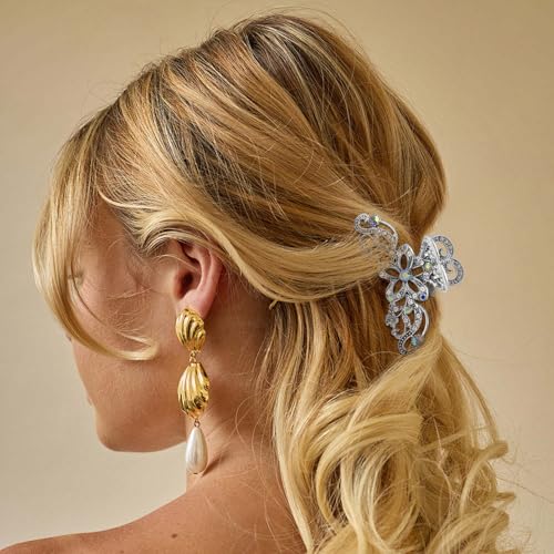 2 pinzas para cabello con flores y brillo vintage miniatura 3