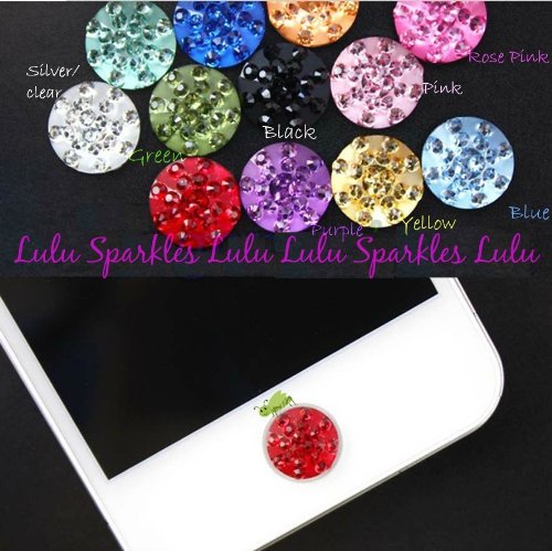 10 Rhinestone Bling Crystal Diamante home button stickers fits Apple ipad air iphone