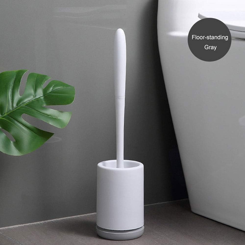 Silicone Toilet Brush Soft Bristle Wall Mounted Bathroom Holder Set Clean Tool ThermoPlastic Rubber image 3