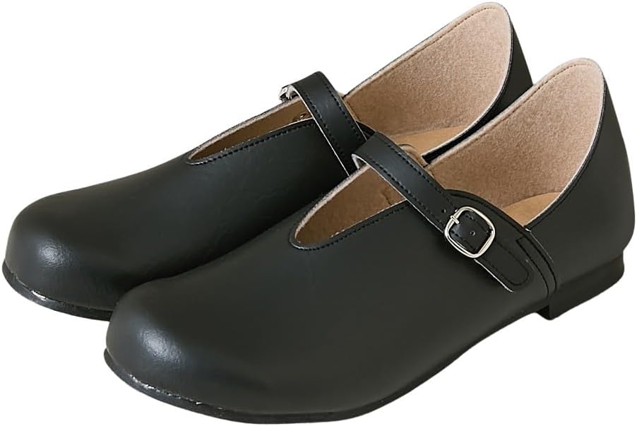 [ニッセン] バレエシューズ レディース 【ゆったり幅広】 日本製やわらかVカットストラップシューズ（ワイズ４Ｅ）