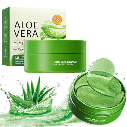 60 PCS Parches Ojos Bolsas y Ojeras,Aloe Vera mascarilla de colageno, Hidratada contorno de ojos Parches de Colageno, Parches de Colageno, Antiojeras, Anti Edad, Hinchazón, Quitar Bolsas de Ojos
