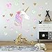 Produktbild AIYANG Einhorn Wand Aufkleber Regenbogenfarben Wandtattoo Spiegelnde Wandaufkleber für Mädchen Schlafzimmer Spielzimmer Dekoration (weißes Einhorn und Liebe, Herz, rechts)