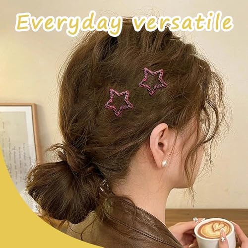 Pinzas para el cabello en forma de estrella con estampado cebra para mujeres y niñas, 8 unidades, antideslizantes, estilo Y2K miniatura 3