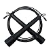 Speed Cable Jump Rope by WOD Wear, Ultra Fast Fully Adjustable with Extra Hardware - Double Unders, Cross-Training, Boxing, Travel Workouts, MMA, Exercise and Fitness (Black)