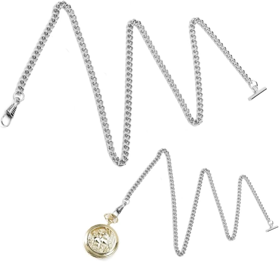 25.6inch Length Metal T-Bar Watch Chain with Lobster Clasps Vintage Elegant Pocket Watch Chain Clothing Accessory
