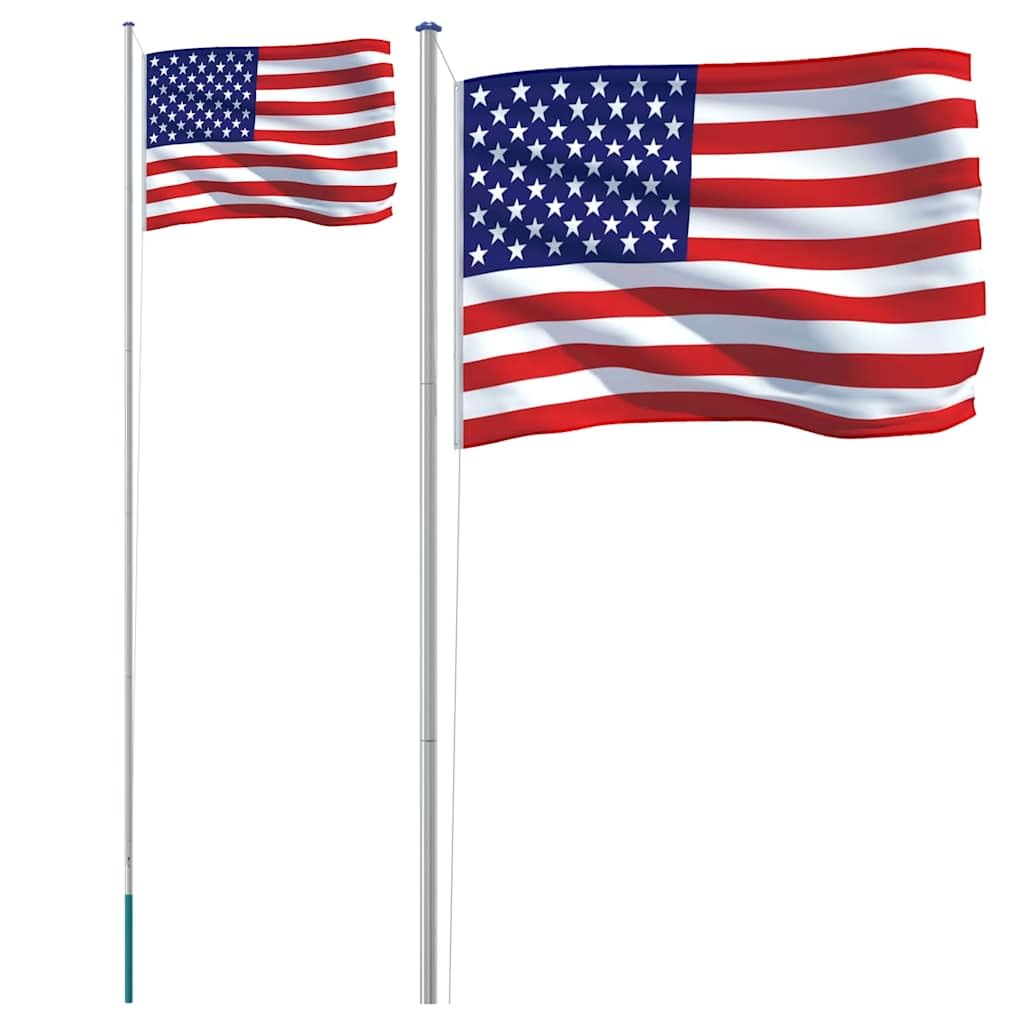 Genérico Mástil y Bandera de Estados Unidos Aluminio 6,08 m,Casa y jardín,Decoración,Banderas y Mangas de Viento,3147111