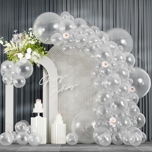 104PCS Clear Balloon Garland Arch Kit, Different Size 18 12 10 5 Inch