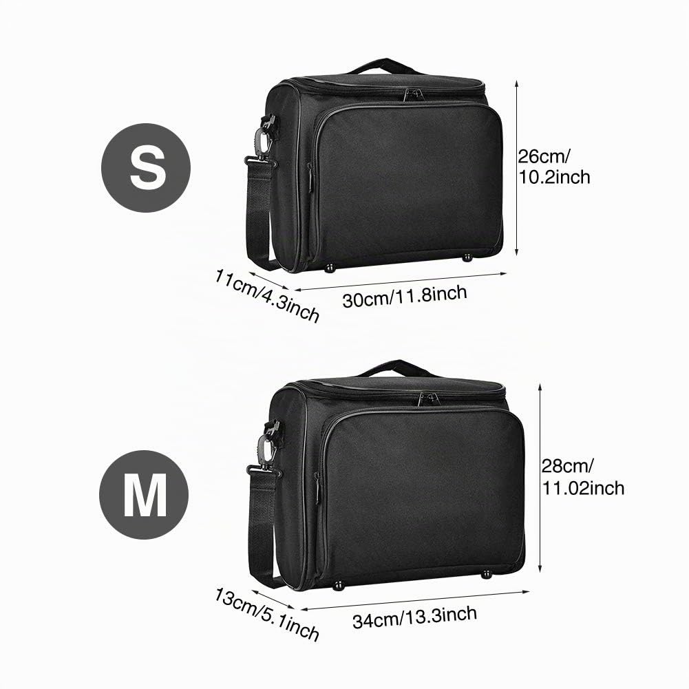 Faderr Video-Projektor-Tasche, Schutzhülle und Schützende Tragetasche für Videoprojektoren, Stoßfest, Reißverschluss, rutschfeste Tasche mit Schultergurt (S)