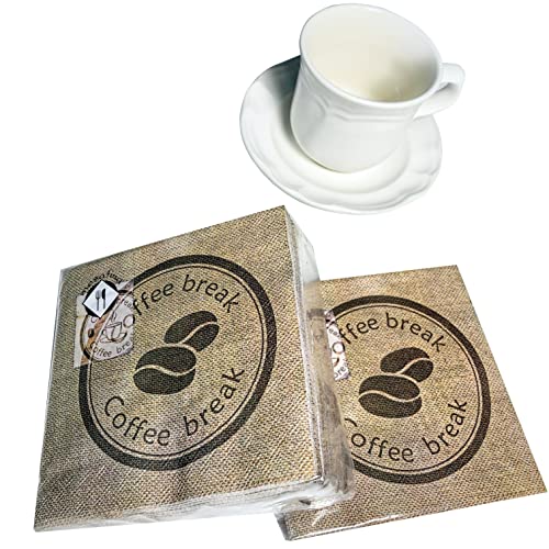 40-ct 3-ply 5x5 Coffee Napkins Coffee Paper Napkins Decorative Paper Napkins for Decoupage Tea Party Napkins Latte Paper Napkins Valentine Paper Napkins Mother's Day Napkins Father's Day Napkins
