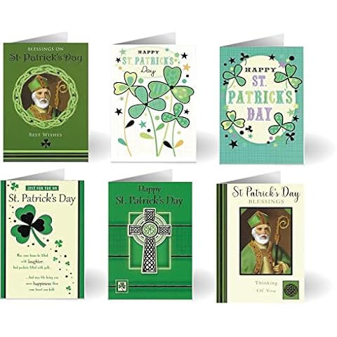Pack of 6 Various St. Patrick's Day Greeting Cards and Envelopes. (Set Two - Traditional) Cover
