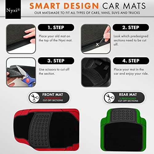 Nyxi 4 Piece Rubber Car Mat and Carpet ( Front + Rear ) Car Mat Floor Mat Universal Non-Slip Heavy Duty for Cars SUV Truck and VAN, Water Proof, All Weather
